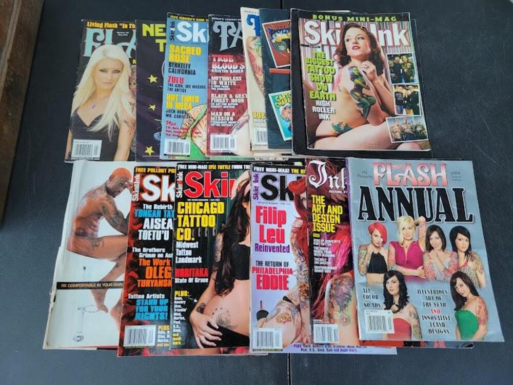 Skin & Ink Flash Tattoo Magazines Mixed Lot Art Design Illustrated Culture USA